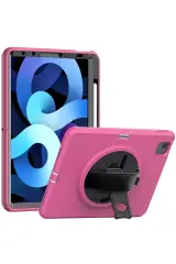 Newface Apple İpad 2022 10.9 (10.nesil) Kılıf Hand Strap Tablet Kılıfı - Pembe
