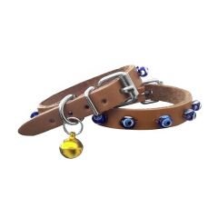 Nazar Boncuklu Kedi Ve Köpek Tasması 1x19 cm Camel Small