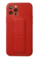 Newface İphone 12 Pro Kılıf Coco Deri Standlı Kapak - Kırmızı