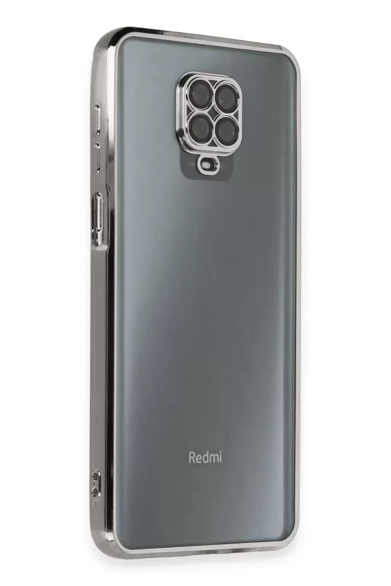 Newface Xiaomi Redmi Note 9 Pro Kılıf Razer Lensli Silikon - Gümüş