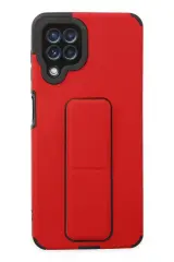 Newface Samsung Galaxy A22 Kılıf Mega Standlı Silikon - Kırmızı