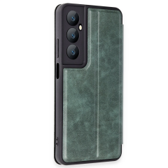 Realme C65 Kılıf Flip Cover - Koyu Yeşil