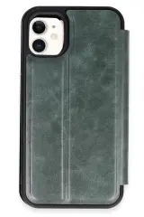 Newface İphone 11 Kılıf Flip Cover - Koyu Yeşil