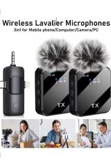 Yüksek Kalite Profesyonel 3 In 1 Kablosuz Taşınabilir Yaka Mikrofonu Tüylü