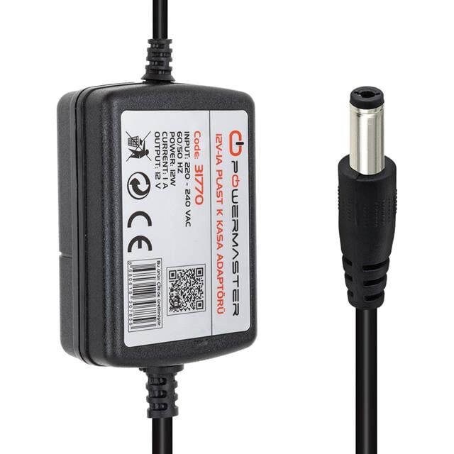 Powermaster Pm-31770 12 Volt - 1 Amper - 12 Watt 5.5*2.5 Mm Uçlu İki Ucu Kablolu Masaüstü Adaptör