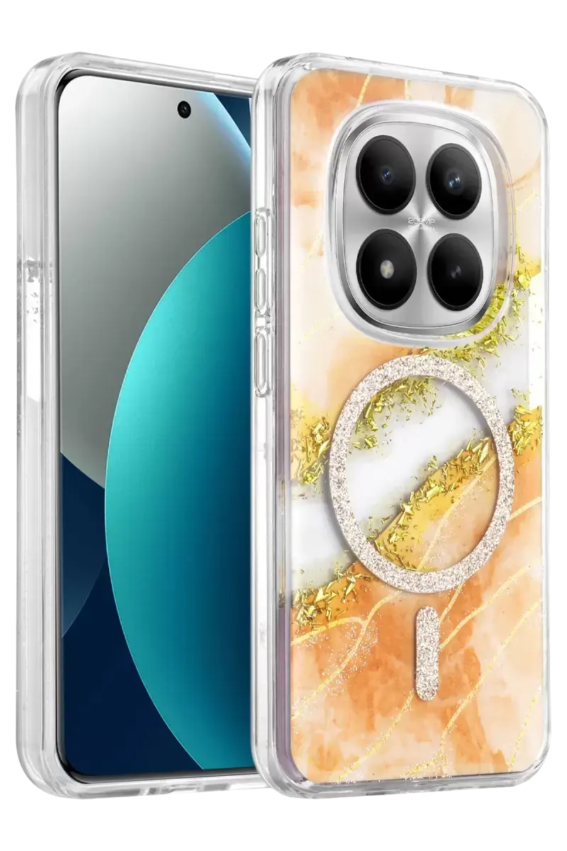 Onegif Xiaomi Redmi Note 15 Pro Plus 5g Lotus Simli Magsafe Kapak - Turuncu