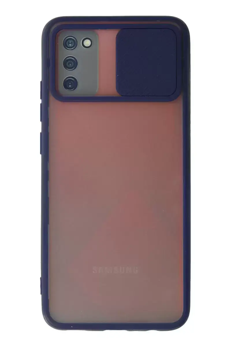 Newface Samsung Galaxy A03s Kılıf Palm Buzlu Kamera Sürgülü Silikon - Lacivert