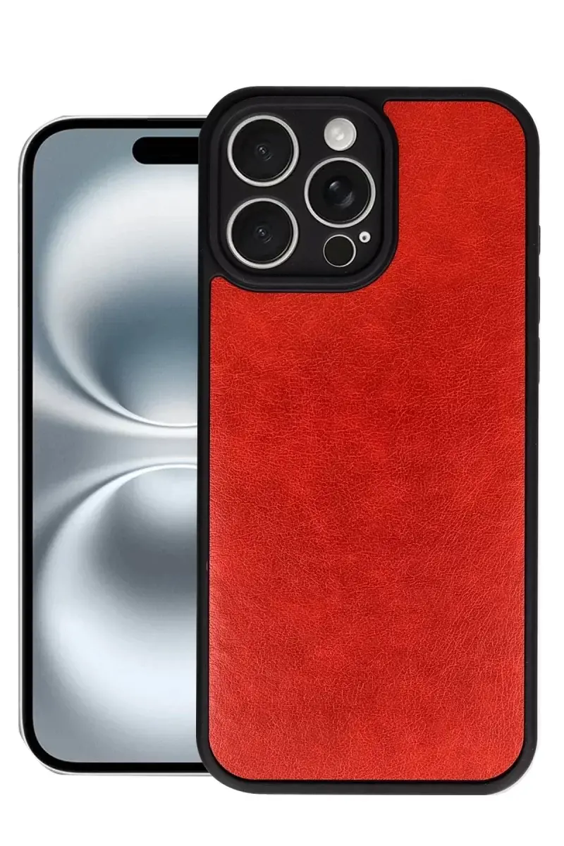 Newface İphone 16 Pro Kılıf Aras Deri Kapak - Kırmızı