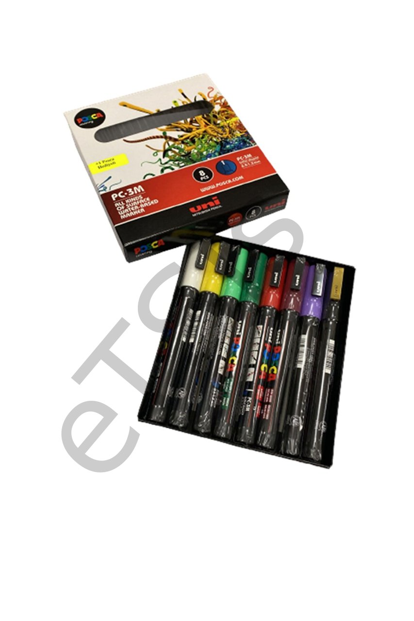 Uni Su Bazlı Marker PC-3M 8'li - Ana Renkler