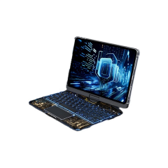 Jp12.9 İpad Pro 12.9 (2022) Kılıf Vales Dönen Ledli Klavyeli Tablet Kılıfı - Siyah