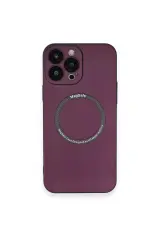 Newface İphone 14 Pro Kılıf Jack Magneticsafe Lens Silikon - Mürdüm