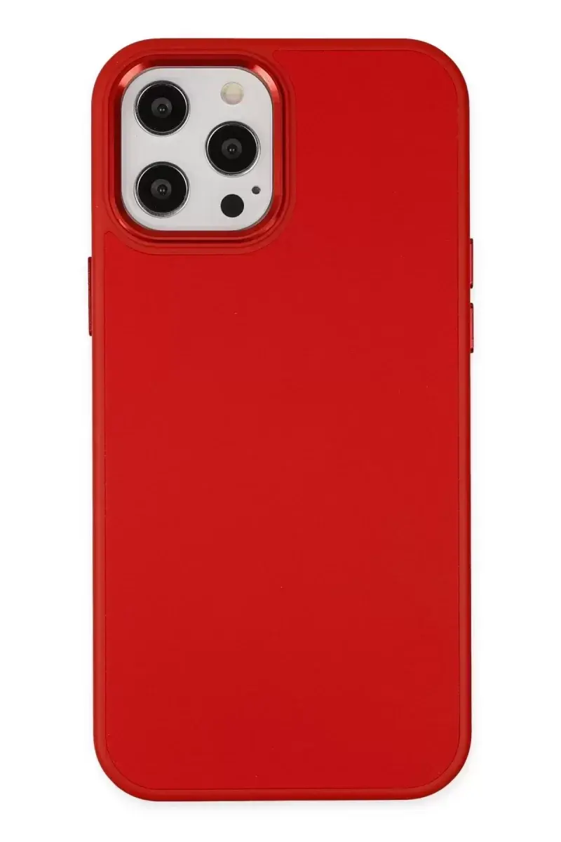 Newface İphone 12 Pro Max Kılıf Asya Deri Silikon - Kırmızı