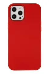Newface İphone 12 Pro Max Kılıf Asya Deri Silikon - Kırmızı