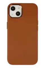 Newface İphone 14 Plus Kılıf Asya Deri Silikon - Kahverengi