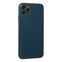 İphone 11 Pro Max Kılıf Coco Deri Silikon Kapak - Mavi