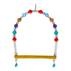 Markapet Ahşap Tünekli Şeffaf Boncuklu Kuş Salıncağı 10-12 cm Renkli