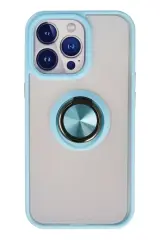 Newface İphone 15 Pro Kılıf Montreal Yüzüklü Silikon Kapak - Buz Mavi