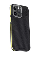 Joko Apple İphone 15 Pro Kılıf Aramid 600d Kevlar Karbon Fiber Magsafe Kapak - Sarı