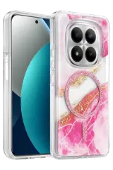 Onegif Xiaomi Redmi Note 15 4g Lotus Simli Magsafe Kapak - Pembe