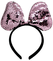 Renk Değiştiren Pullu Payetli Fiyonk Parti Tacı Pembe Gümüş Renk 20x16 Cm