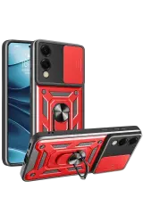 Newface Samsung Galaxy S25 Edge Pars Lens Yüzüklü Silikon - Kırmızı