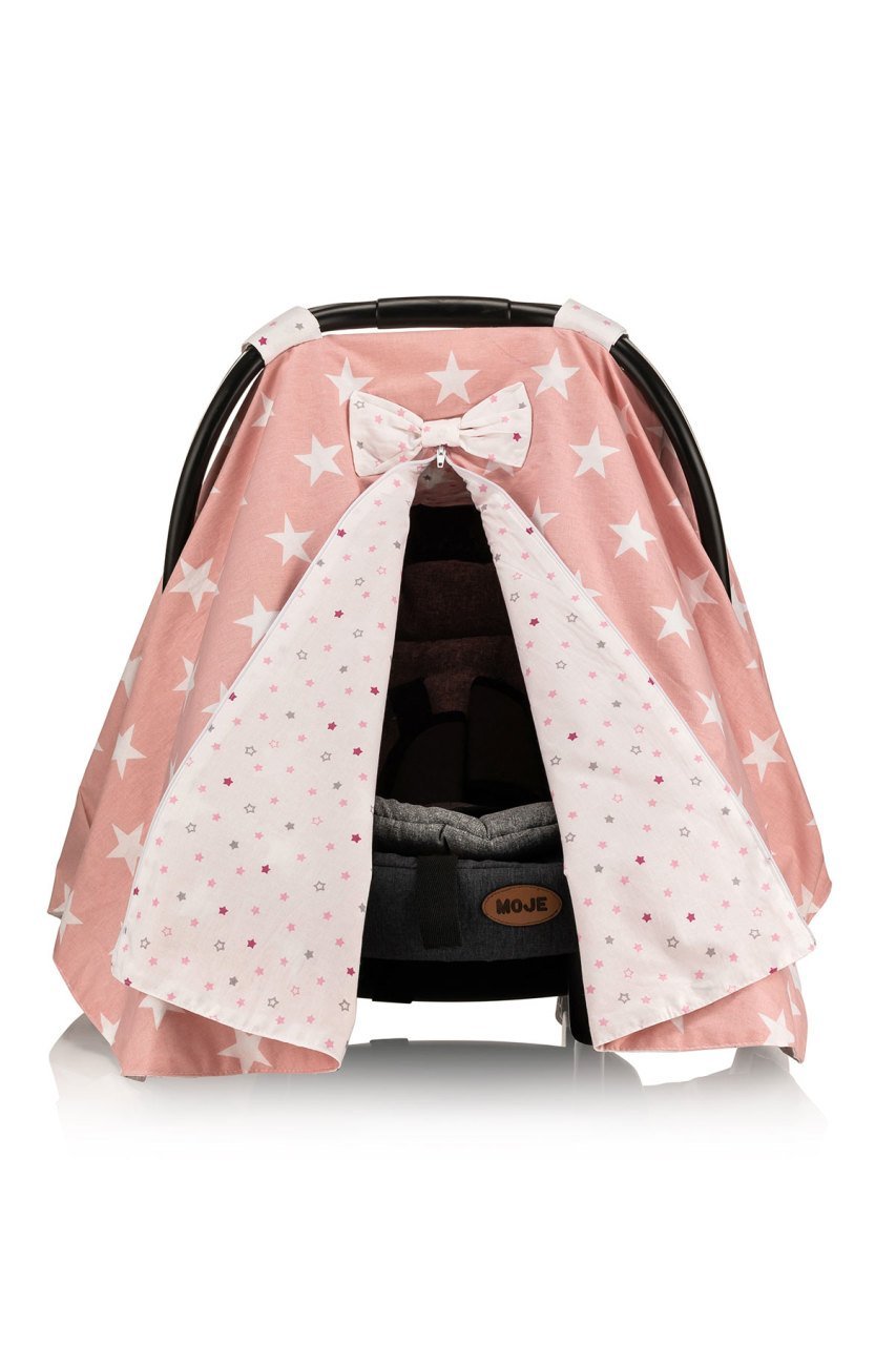 Moje Poplin Puset Örtüsü - Mega Yıldız Desen Pembe