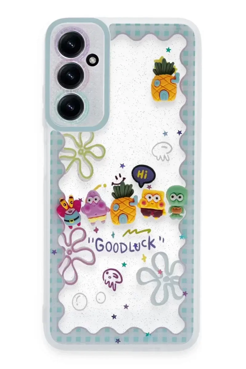 Newface Samsung Galaxy A05s Kılıf Sweet Desenli Silikon Kapak - Açık Mavi