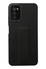 Newface Samsung Galaxy A03s Kılıf Mega Standlı Silikon - Siyah