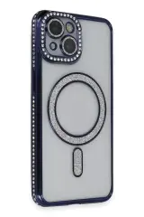Newface İphone 14 Kılıf Joke Simli Magneticsafe Kılıf - Lacivert