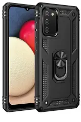 Newface Samsung Galaxy A02s Kılıf Sofya Yüzüklü Silikon Kapak - Siyah