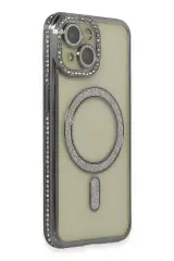 Newface İphone 14 Kılıf Joke Simli Magneticsafe Kılıf - Gri