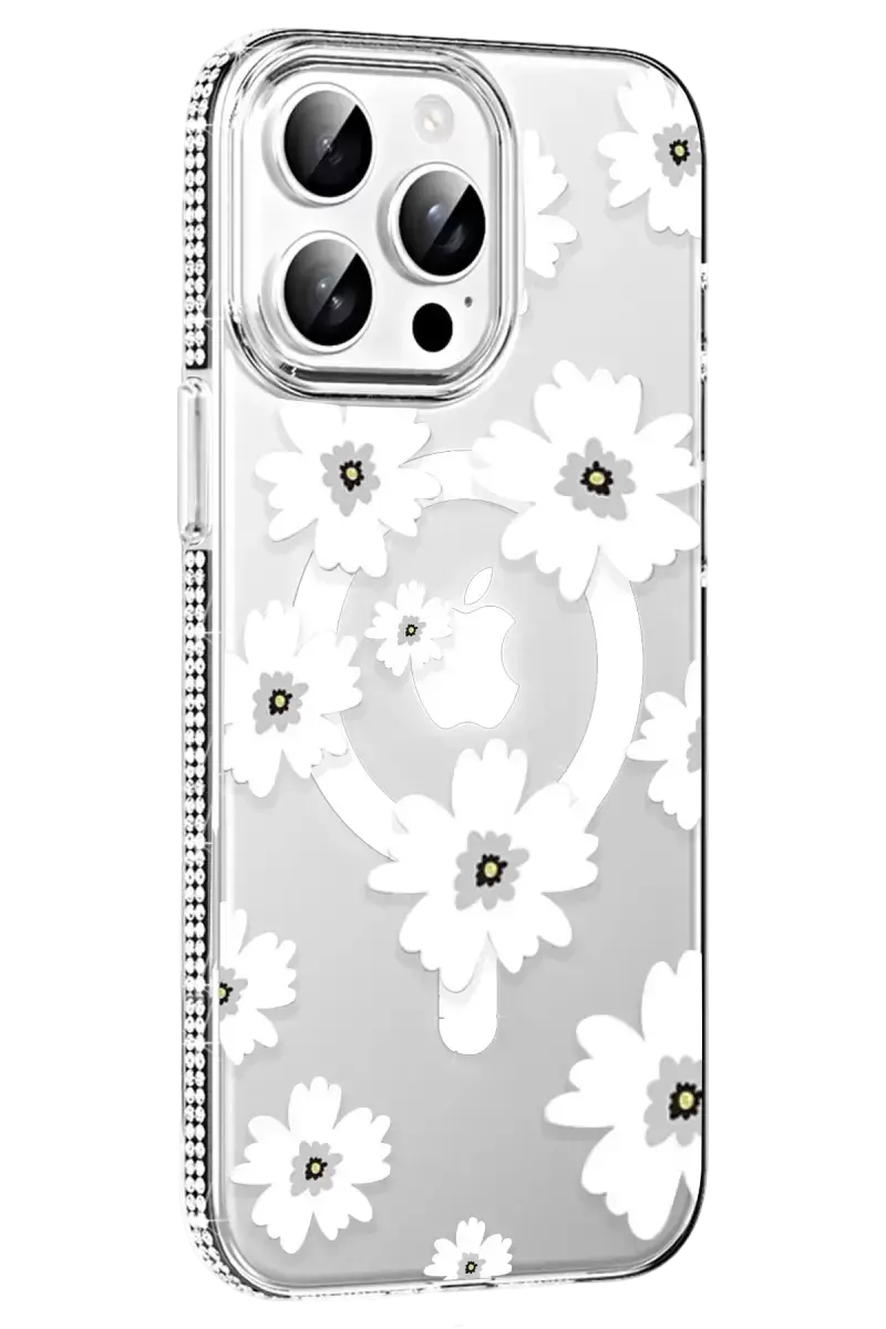 Joko Apple İphone 15 Pro Max Floral Magsafe Kapak - Beyaz
