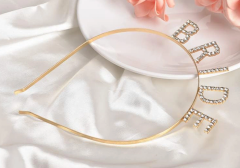 Altın Gold Renk Bekarlığa Veda Kristal Taş Bride Tacı İthal 16x10 Cm