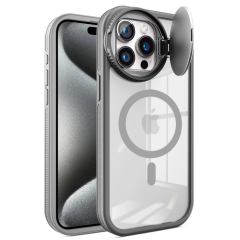 İphone 15 Pro Max Kılıf Teleskop Lens Magsafe Silikon Kapak - Titan Gri