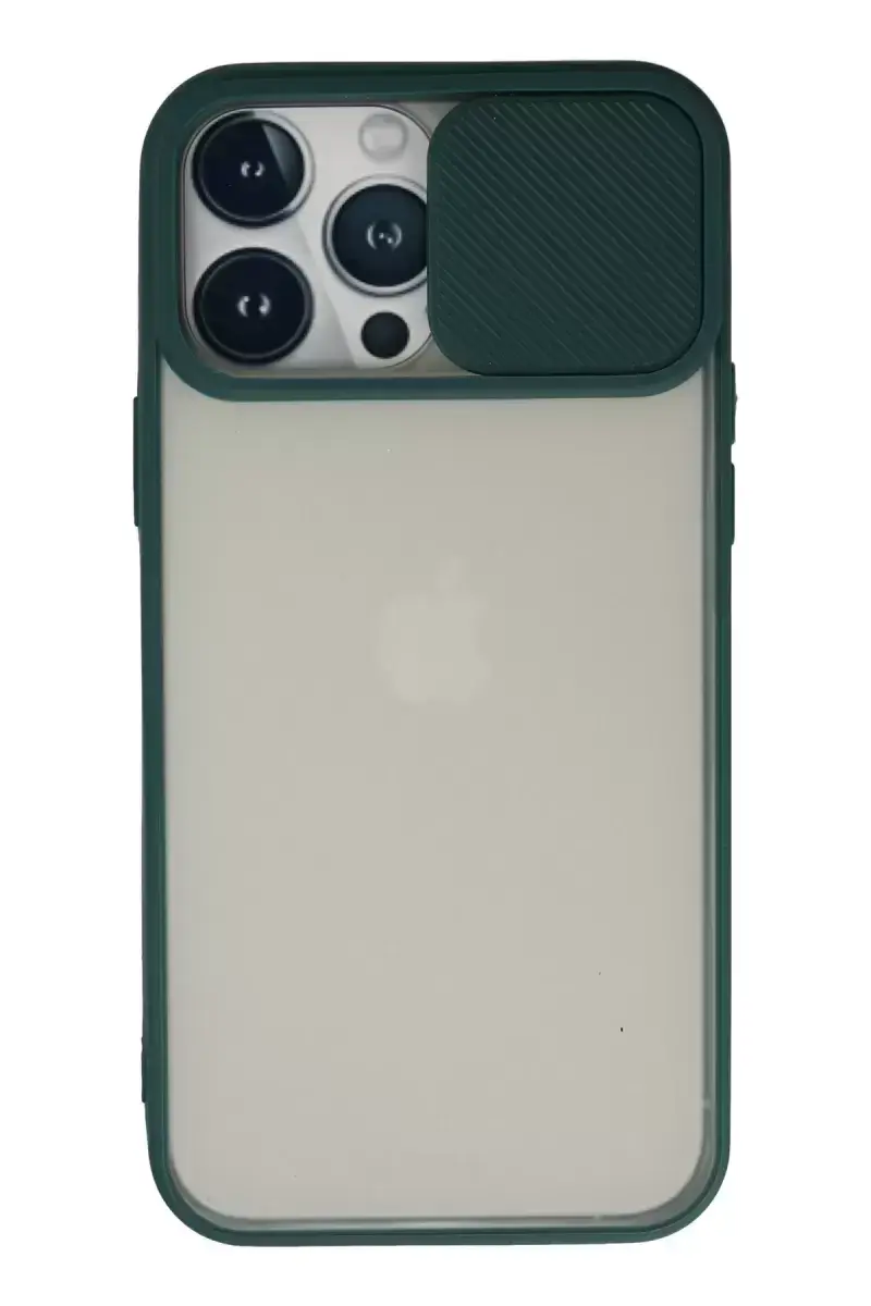 Newface İphone 13 Pro Max Kılıf Palm Buzlu Kamera Sürgülü Silikon - Yeşil