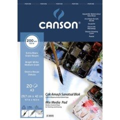 Üstten Spiralli Çok Amaçlı Sanatsal Blok 200gr A3 20 Yaprak