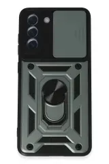 Newface Samsung Galaxy S21 Fe Kılıf Pars Lens Yüzüklü Silikon - Yeşil