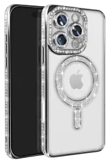 Newface İphone 16 Pro Max Kılıf Joke Simli Magneticsafe Kılıf - Gümüş