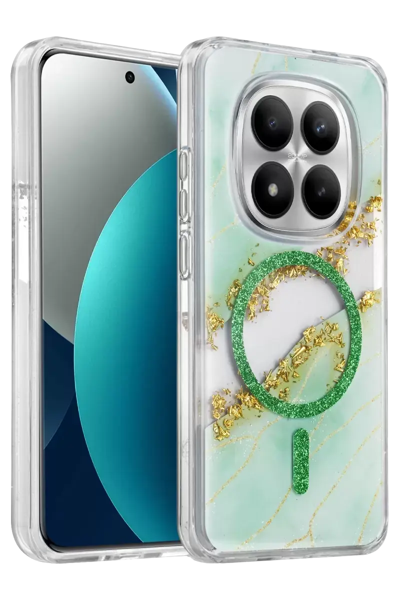 Onegif Xiaomi Redmi Note 15 4g Lotus Simli Magsafe Kapak - Yeşil