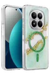 Onegif Xiaomi Redmi Note 15 4g Lotus Simli Magsafe Kapak - Yeşil
