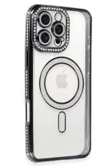 Newface İphone 16 Pro Max Kılıf Joke Simli Magneticsafe Kılıf - Gri