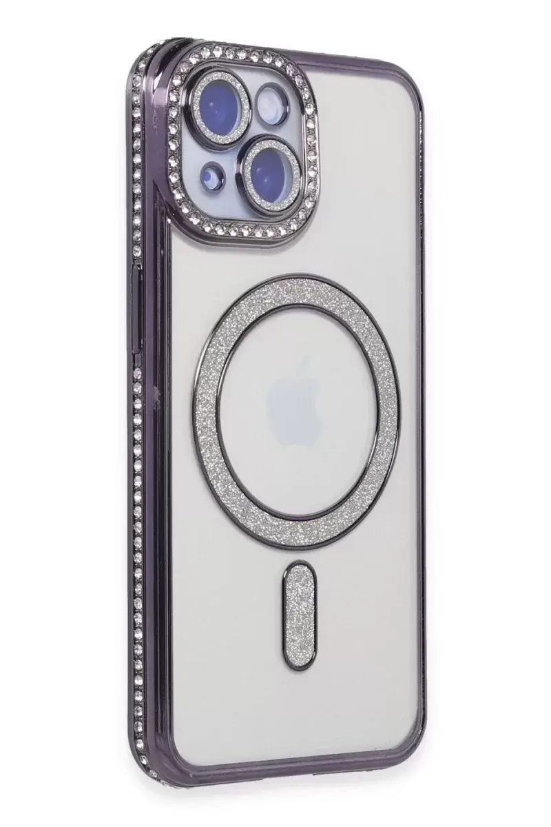 Newface İphone 13 Kılıf Joke Simli Magneticsafe Kılıf - Derin Mor