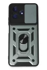 Newface Realme C53 Kılıf Pars Lens Yüzüklü Silikon - Yeşil