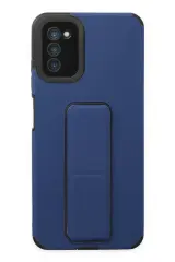 Newface Samsung Galaxy A03s Kılıf Mega Standlı Silikon - Mavi