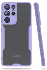 Newface Samsung Galaxy S21 Ultra Kılıf Platin Silikon - Lila