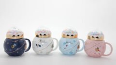 Üstü Renkli Toplu Porselen Kupa Bardak