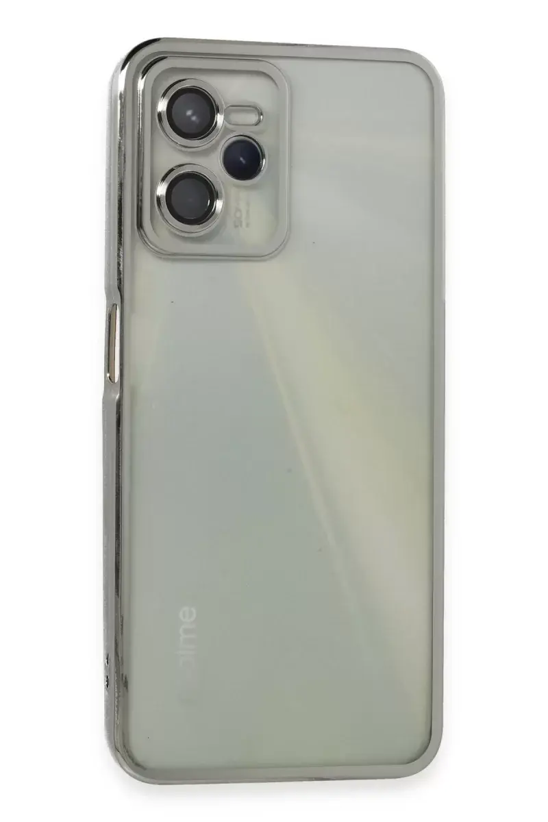 Newface Realme C35 Kılıf Razer Lensli Silikon - Gümüş