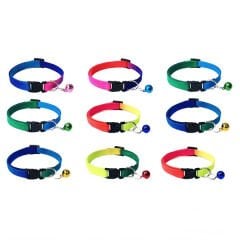 Kedi Boyun Tasması Gökkuşağı Desenli Çanlı 1 cm*20-32 cm Renkli