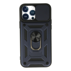 İphone 13 Pro Max Kılıf Pars Lens Yüzüklü Silikon - Lacivert