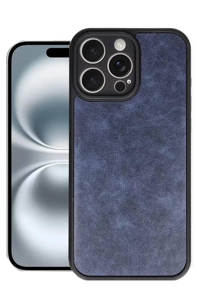 Newface İphone 16 Pro Kılıf Aras Deri Kapak - Lacivert